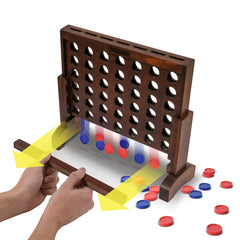 Wooden 4 in a Row Game with Portable Case