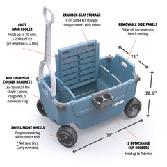 CUDDY Wagon Cooler – Premium Family Wagon and Gear Hauler with Built in 40 QT Cooler, Storage and Cup Holders