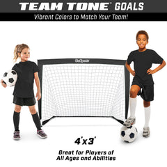 Set of 2 4 x 3 ft Team Tone Pop Up Soccer Goals for Kids