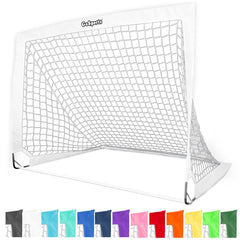 GoSports Team Tone 4 ft x 3 ft Portable Soccer Goal for Kids - Pop Up Net for Backyard - White