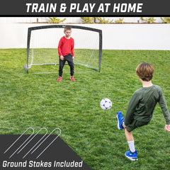 GoSports Team Tone 6 ft x 4 ft Portable Soccer Goal for Kids - Pop Up Net for Backyard - Black