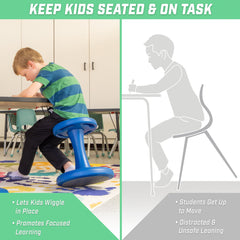 GoSports 18 Inch Wobble Chair - Sensory Stool for Active Kids - ADHD Chair for Classrooms or Home