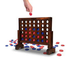 Wooden 4 in a Row Game with Portable Case