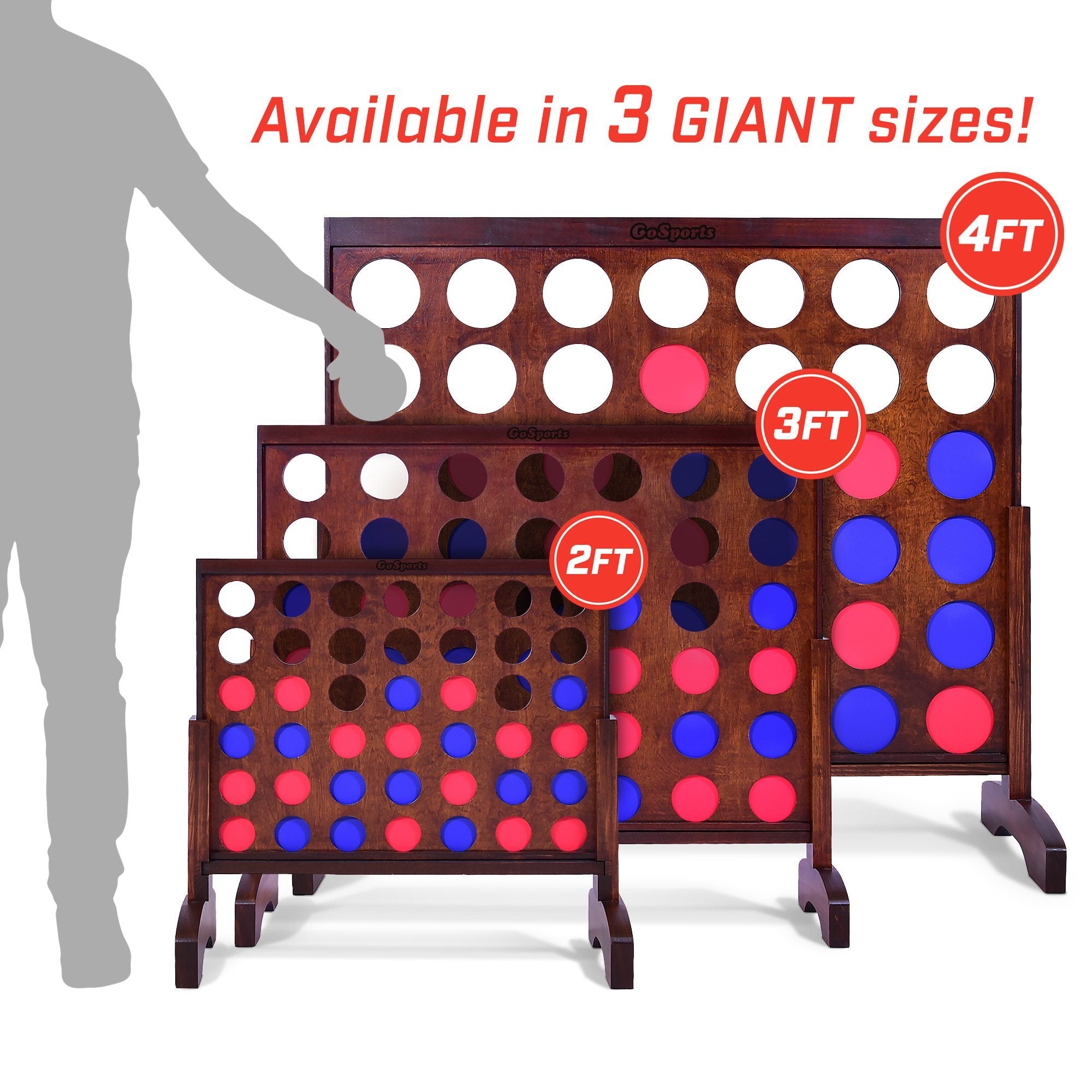 GoSports 3 ft Wide Giant 4-in-a-Row Game - Dark Wood