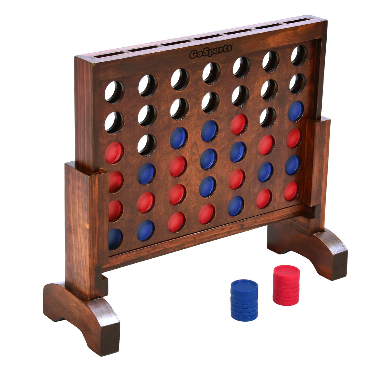 Wooden 4 in a Row Game with Portable Case