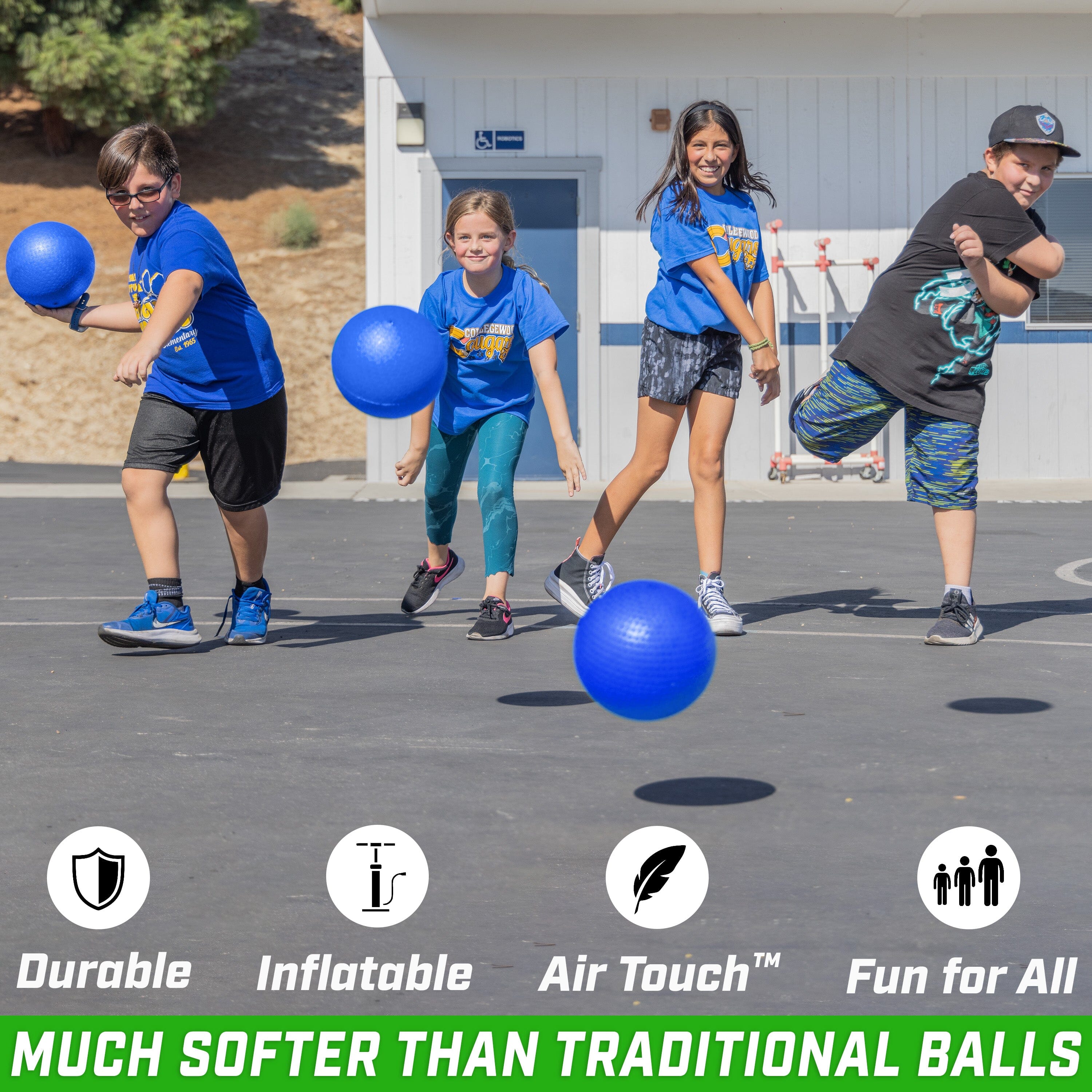 GoSports Air Touch No-Sting Dodgeball Balls - 6 Pack - Blue