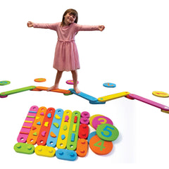 Wood Obstacle Course Balance Path with Numbers