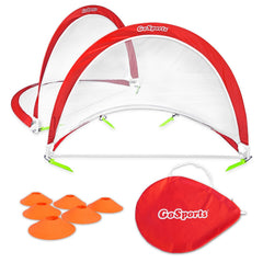 Set of Two Portable Pop-Up Soccer Nets with Agility Training Cones