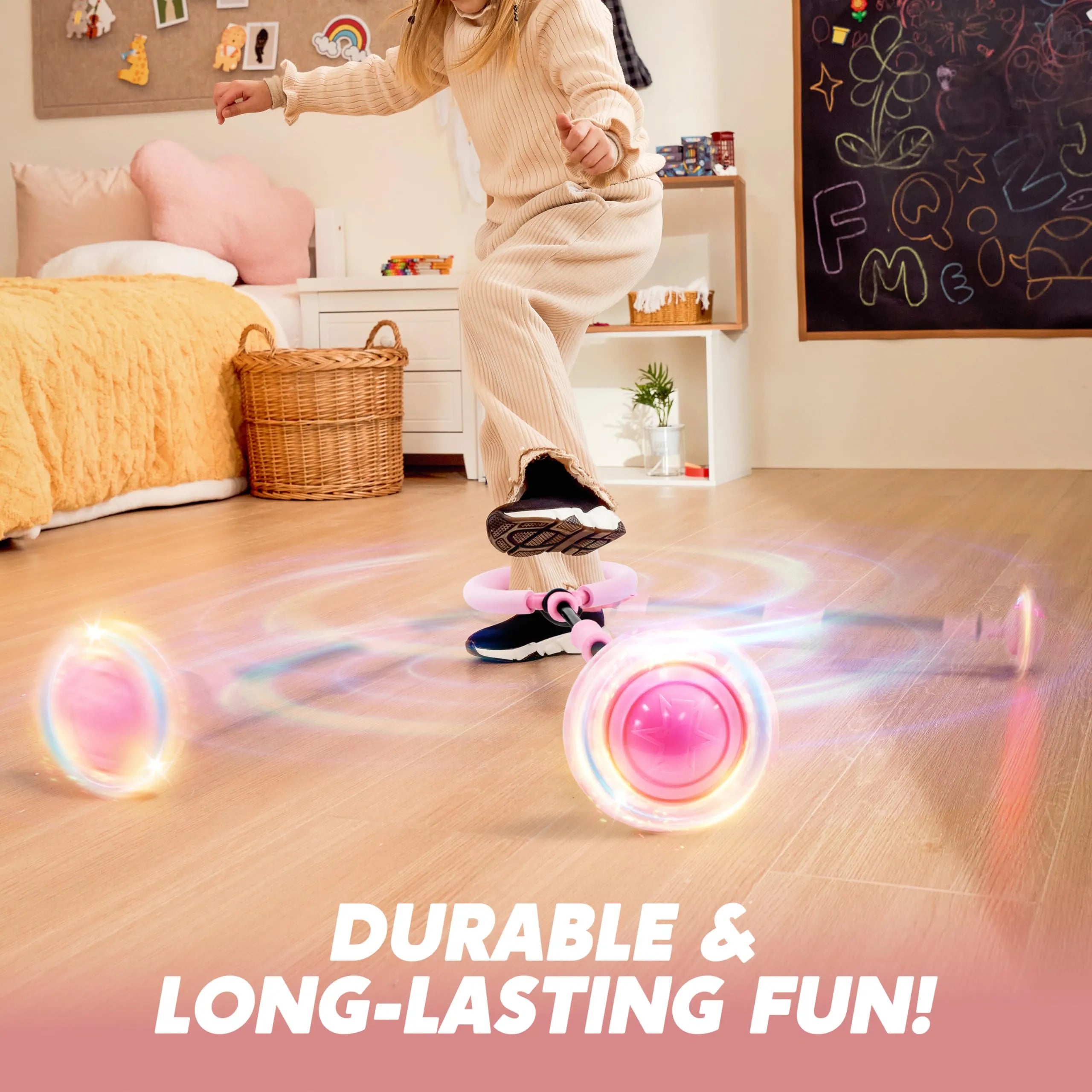 Pink Ankle Skip Ball with Flashing Lights, Skip Toy