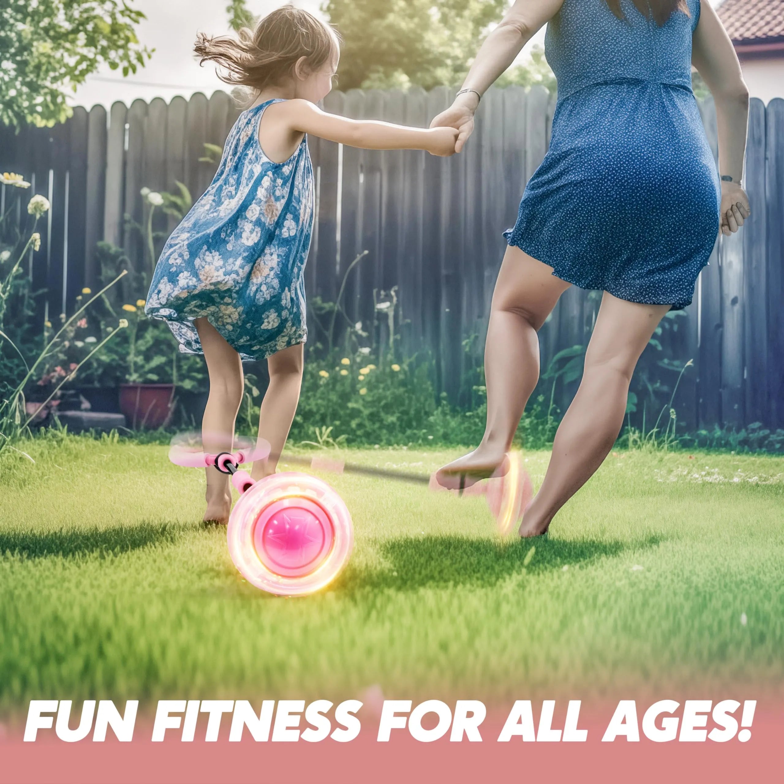 Pink Ankle Skip Ball with Flashing Lights, Skip Toy