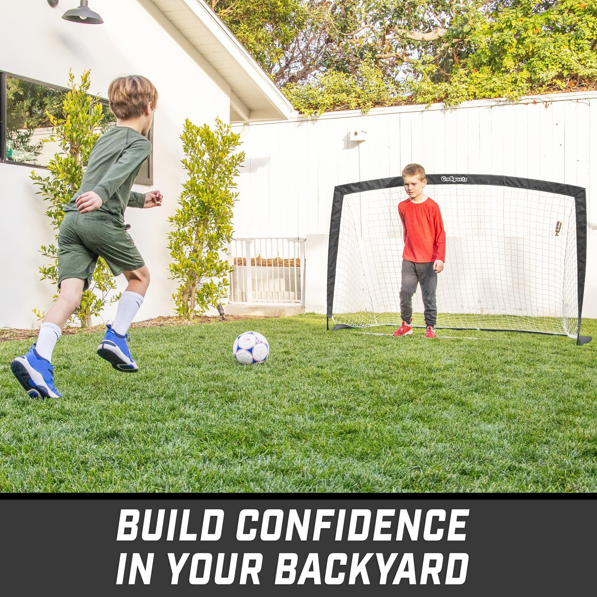 GoSports Team Tone 6 ft x 4 ft Portable Soccer Goal for Kids - Pop Up Net for Backyard - Black