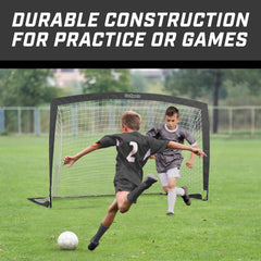 GoSports Team Tone 6 ft x 4 ft Portable Soccer Goal for Kids - Pop Up Net for Backyard - Black