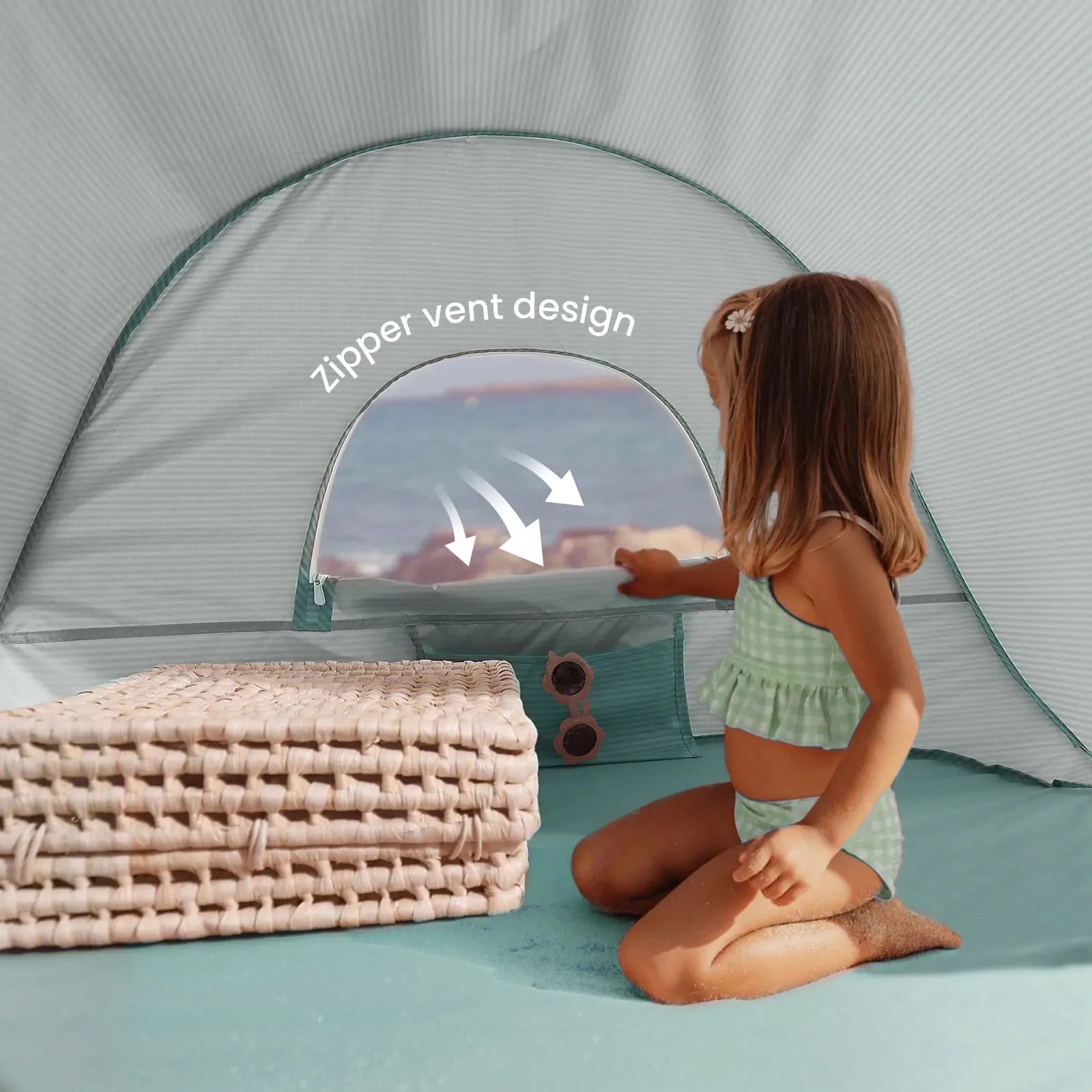 Tiny Land® Sunny Day Beach Tent - Seafoam Green