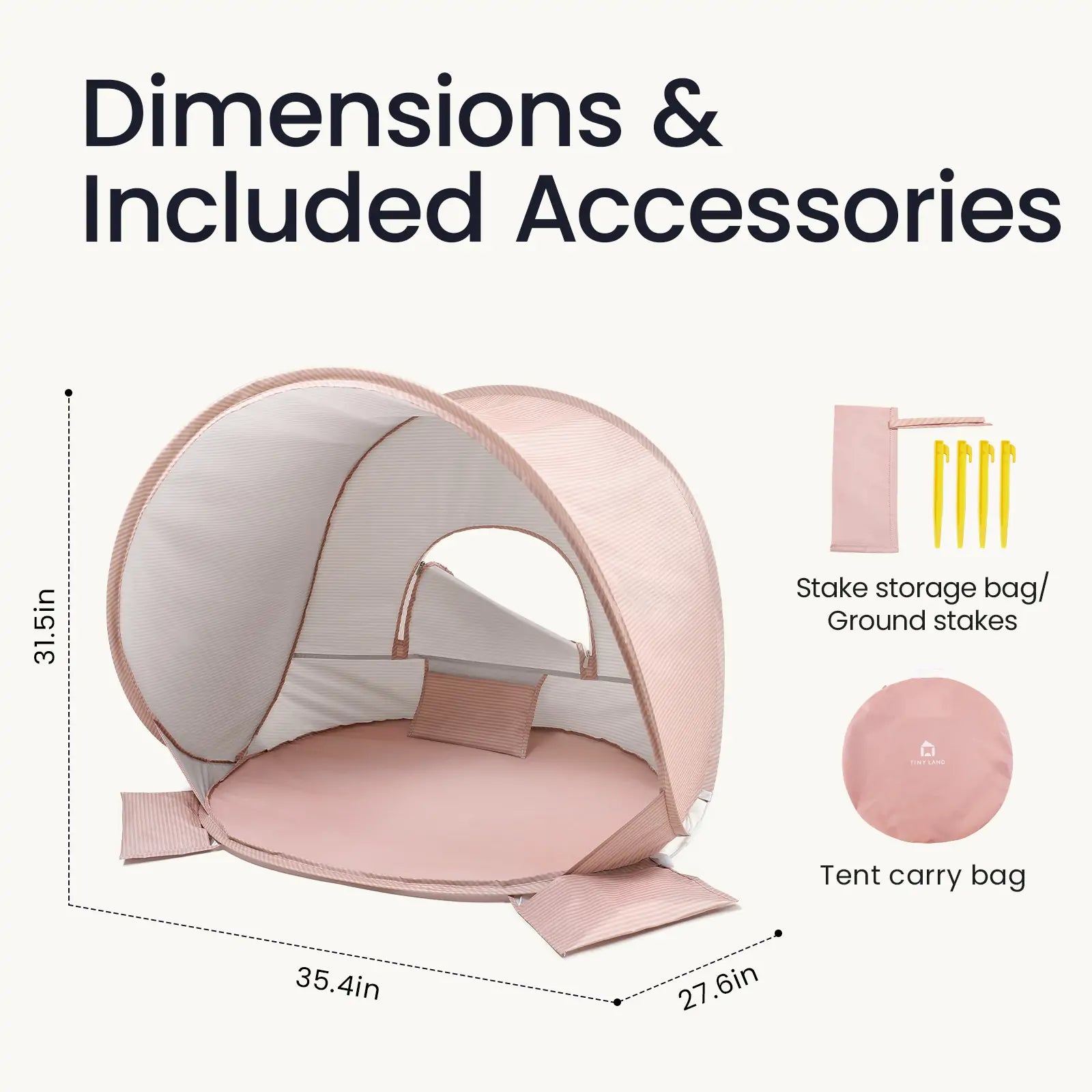 Tiny Land® Sunny Day Beach Tent - Blush Pink