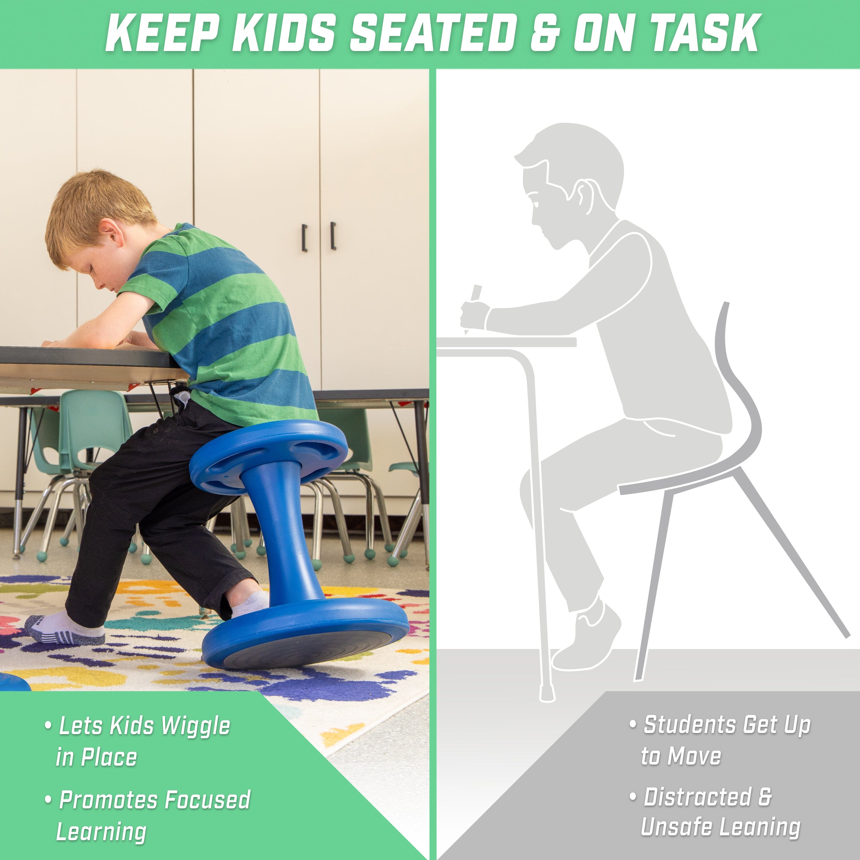 GoSports 18 Inch Wobble Chair - Sensory Stool for Active Kids - ADHD Chair for Classrooms or Home