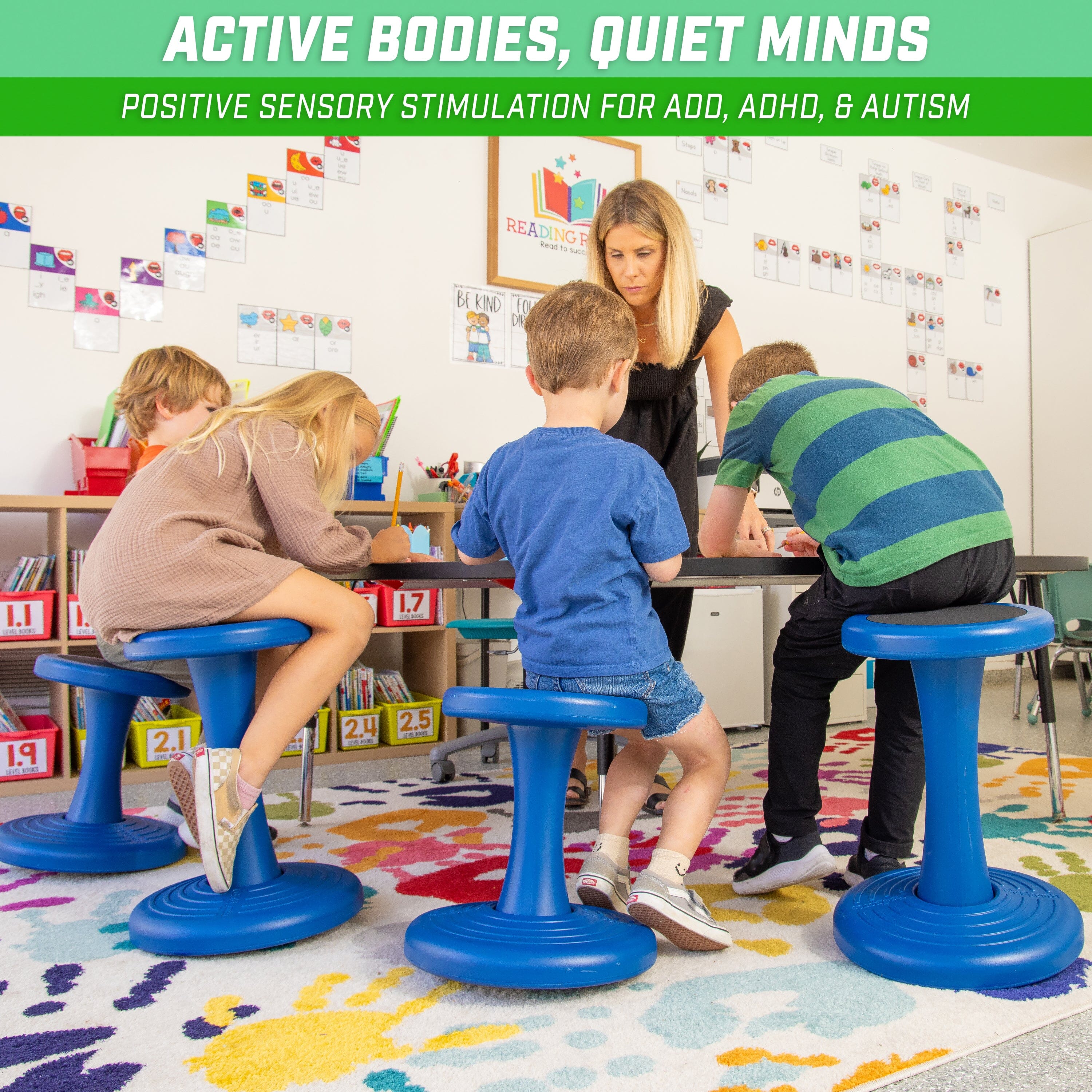 GoSports 18 Inch Wobble Chair - Sensory Stool for Active Kids - ADHD Chair for Classrooms or Home