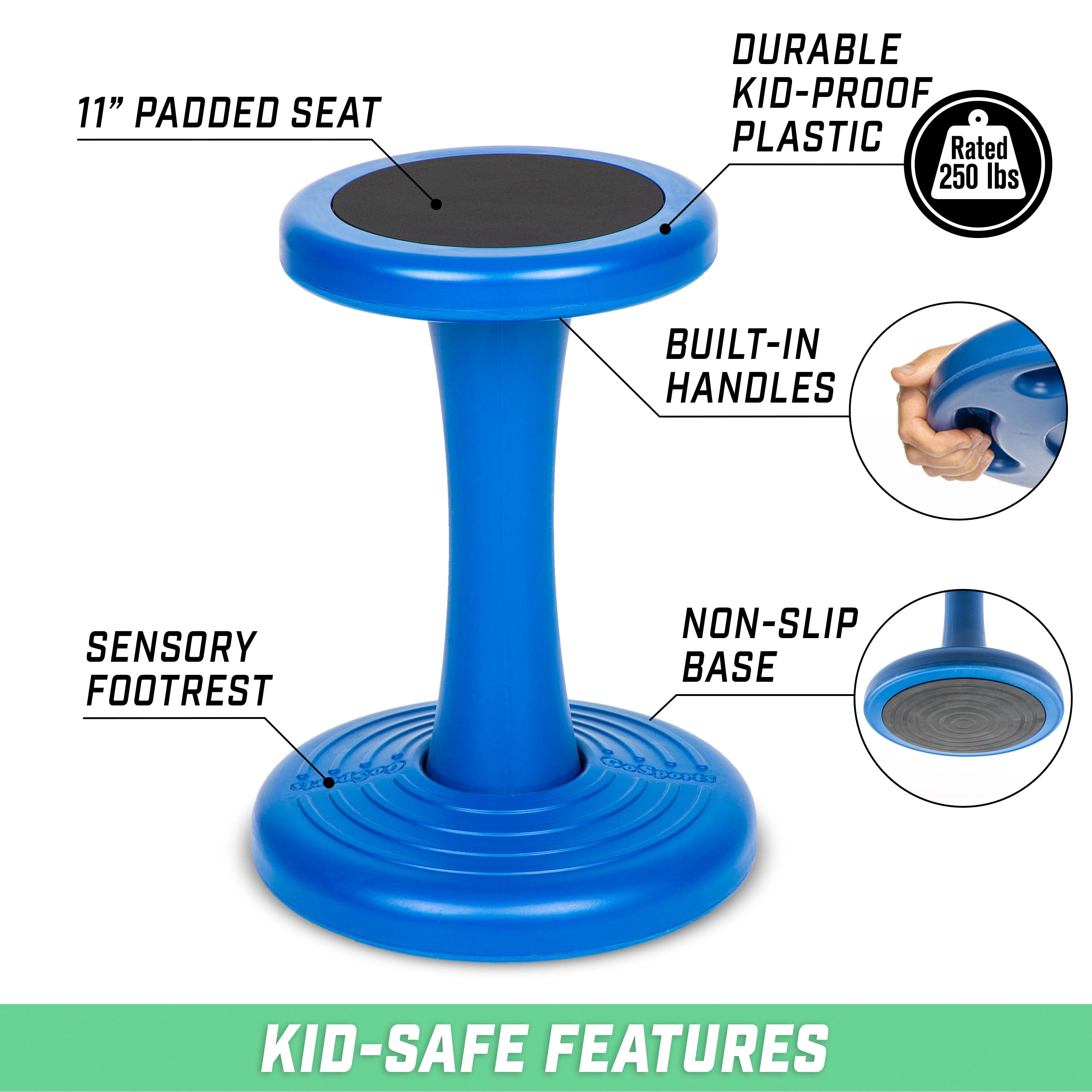 GoSports 18 Inch Wobble Chair - Sensory Stool for Active Kids - ADHD Chair for Classrooms or Home