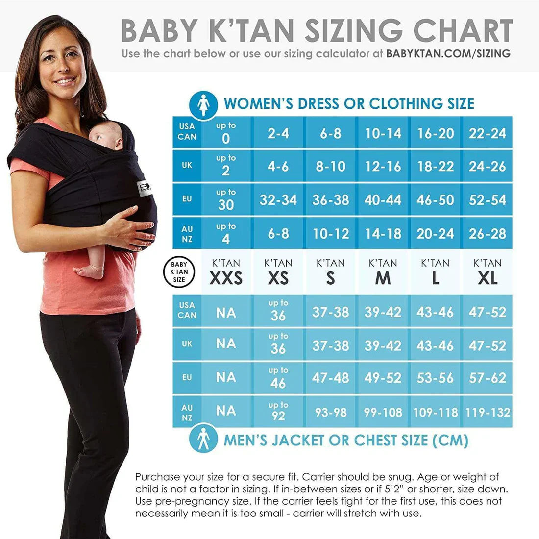 Baby K'tan Active Oasis Baby Carrier in Black-Grey