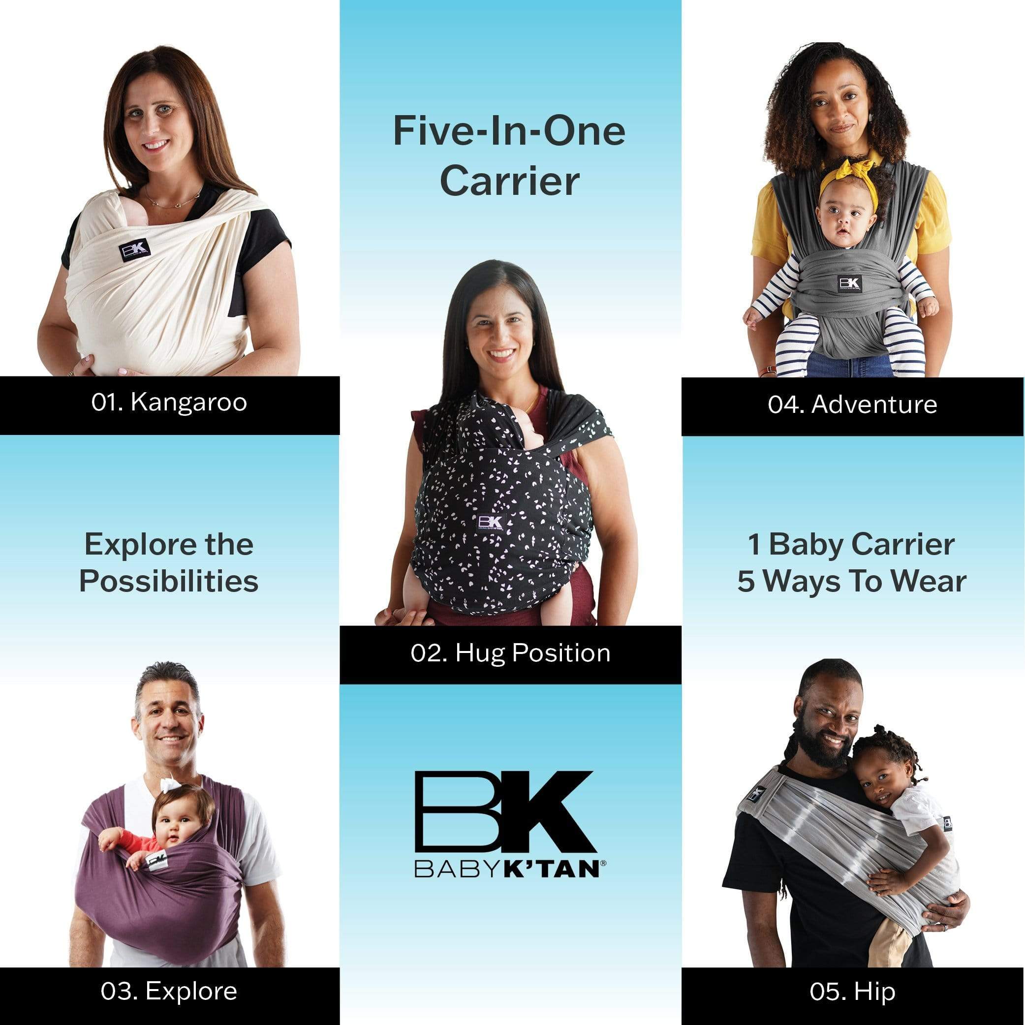 Baby K'tan Active Oasis Baby Carrier in Black-Grey