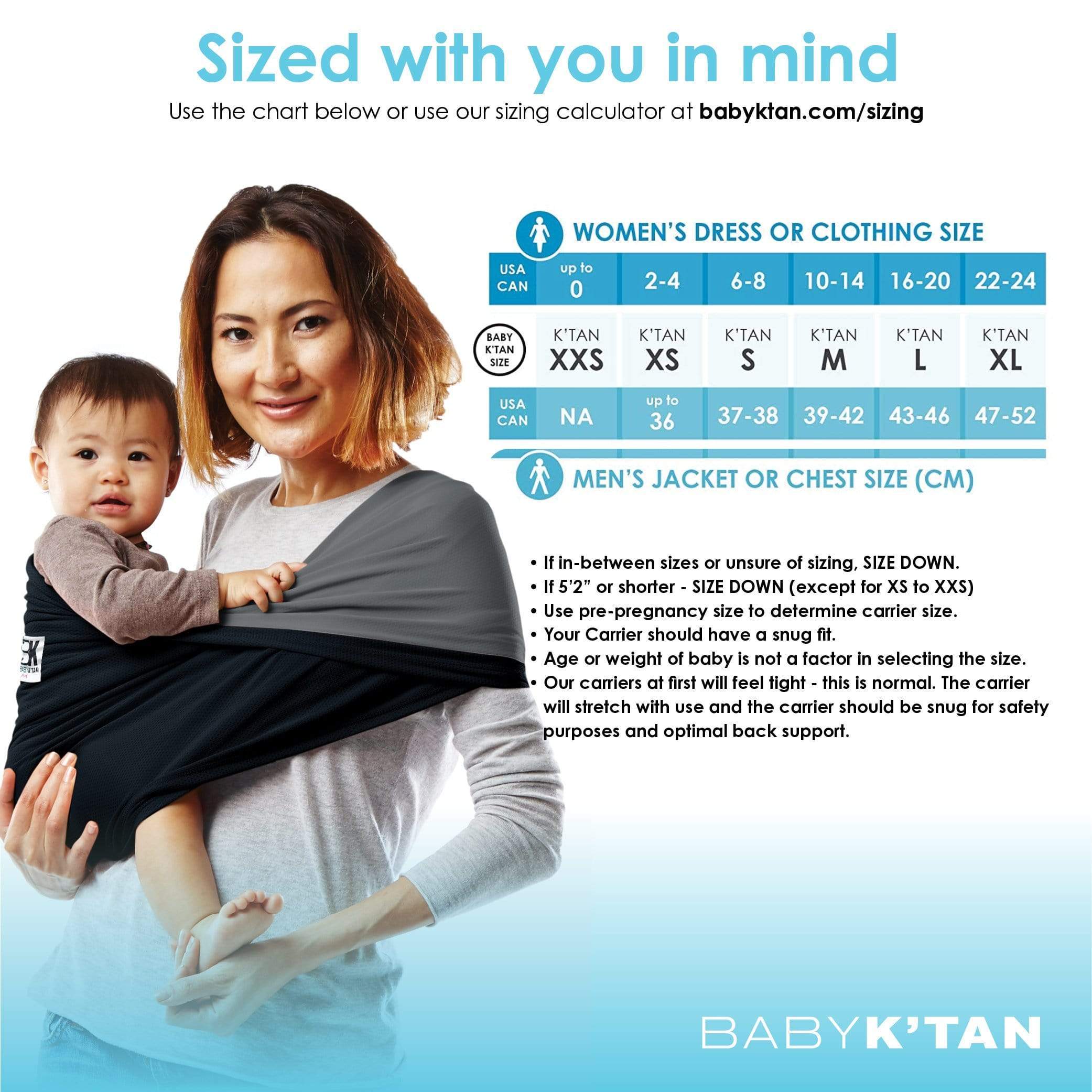 Baby K'tan Active Oasis Baby Carrier in Black-Grey