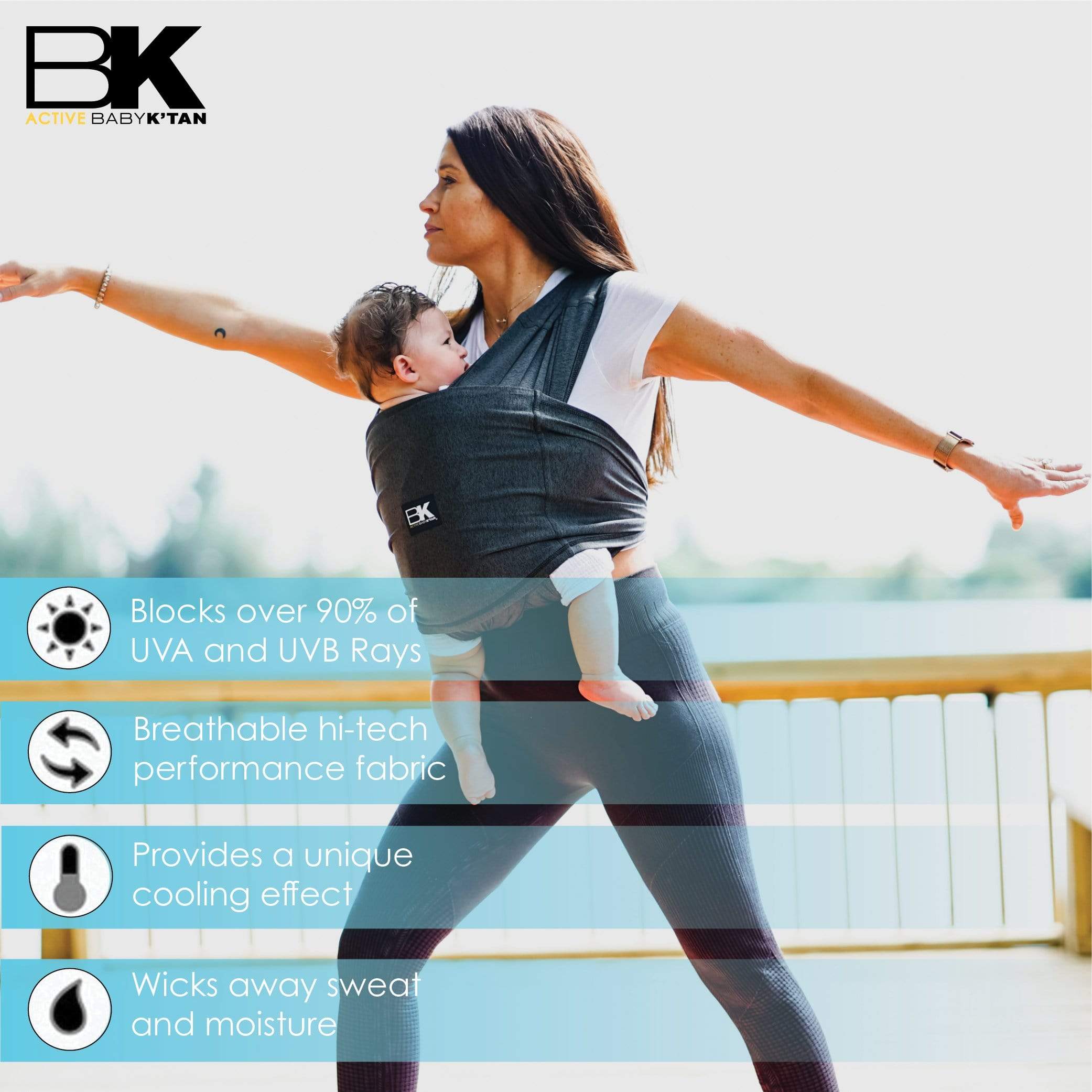 Baby K'tan Active Yoga Baby Carrier in Heather Black