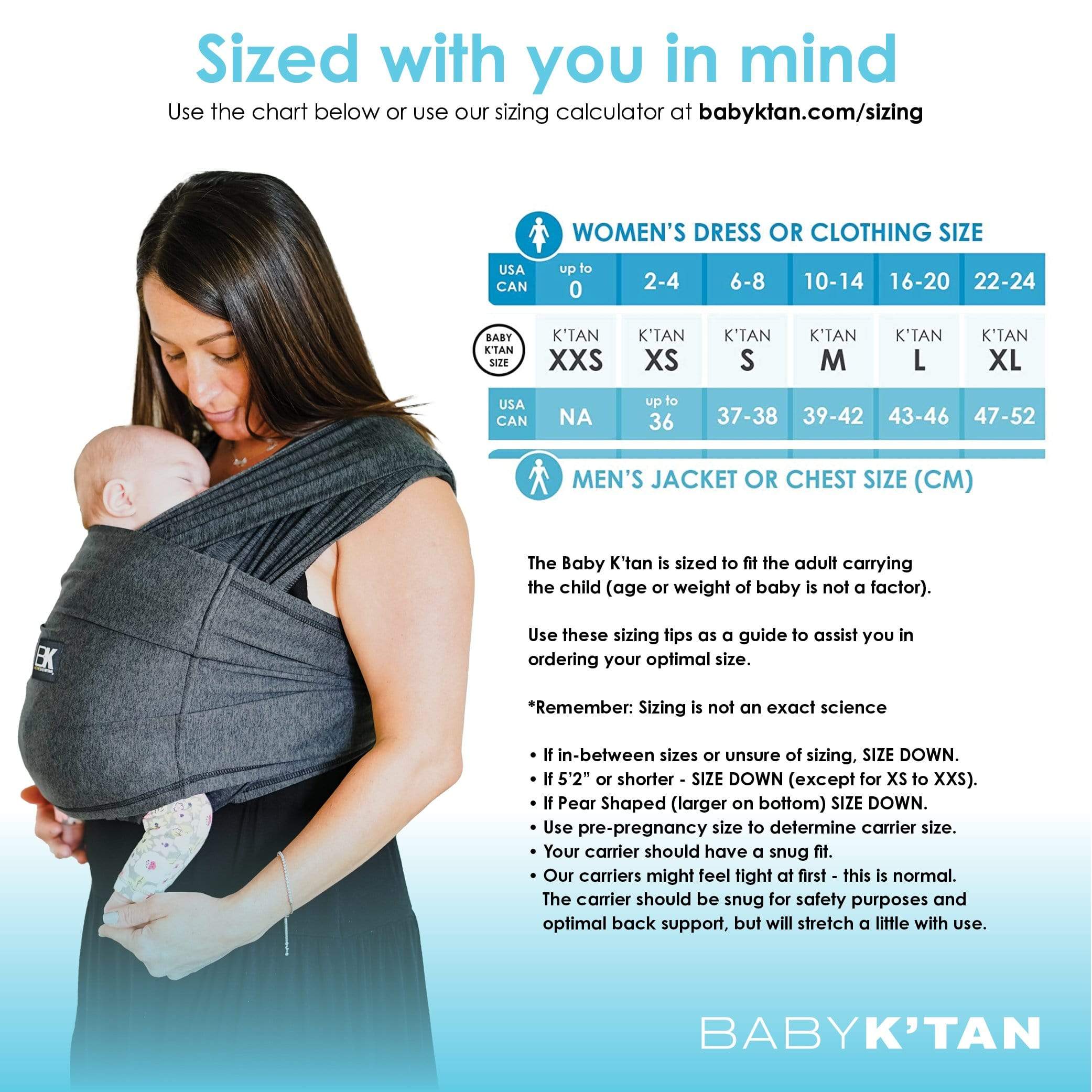 Baby K'tan Active Yoga Baby Carrier in Heather Black