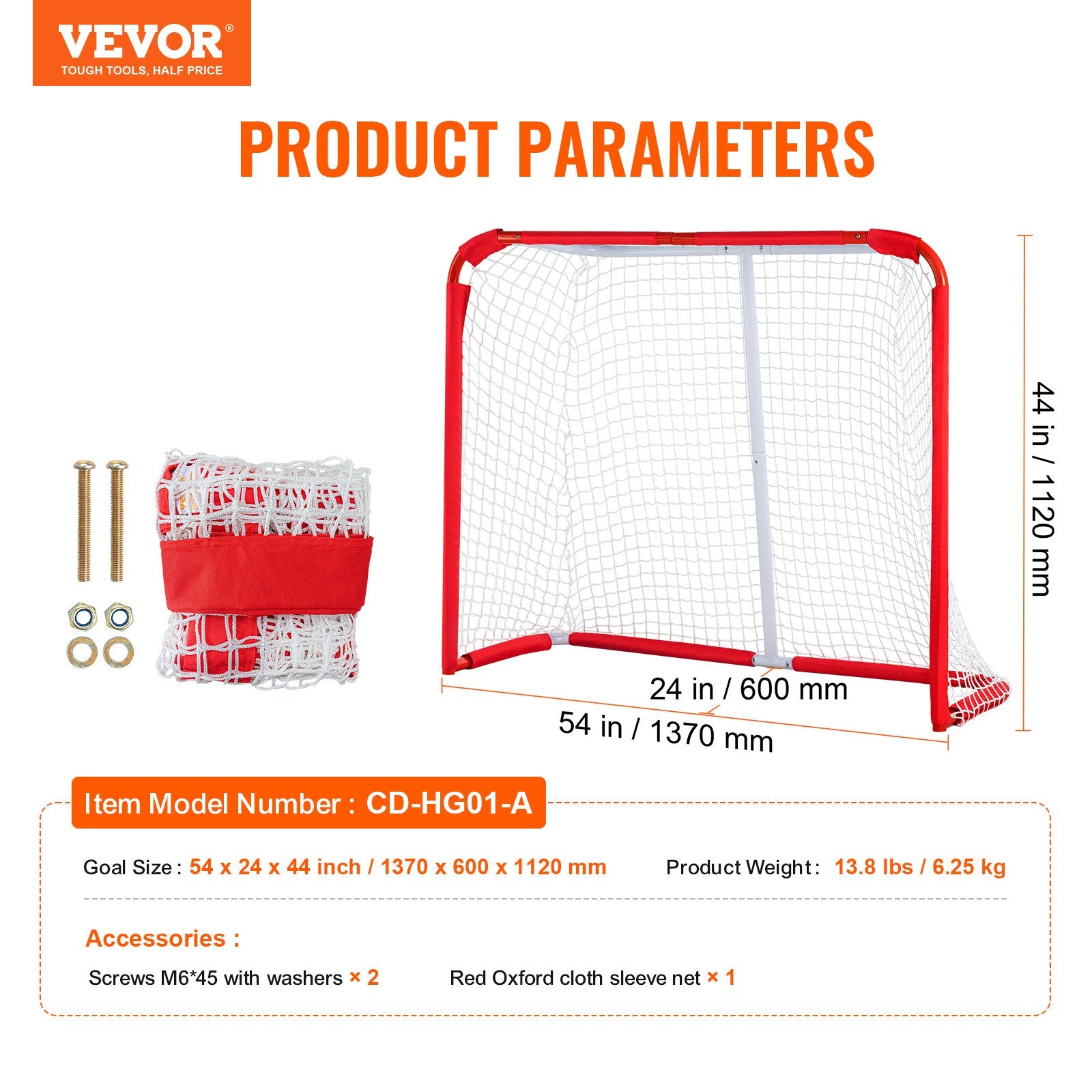 Youth Street Hockey Net Indoor Outdoor Steel Hockey Goal for Kids 54"x44"