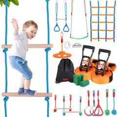 Ninja Warrior Obstacle Course Set with 12 Obstacles for Kids
