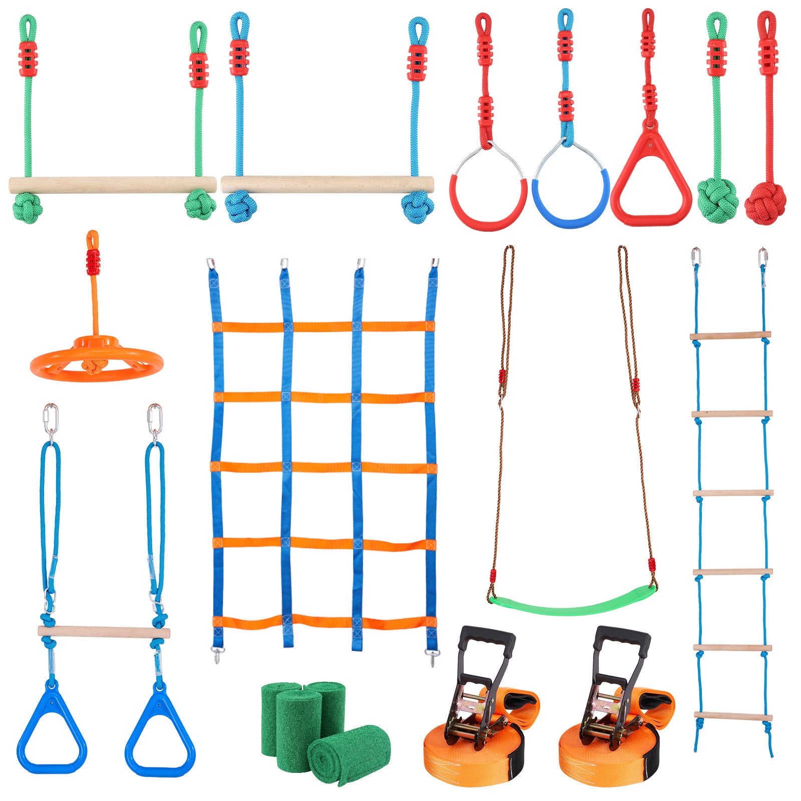Ninja Warrior Obstacle Course Set with 12 Obstacles for Kids